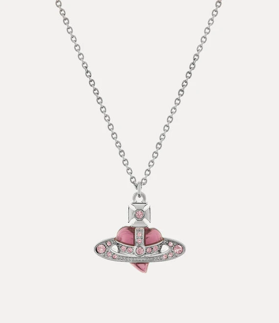 現貨｜Vivienne Westwood New Diamante Heart Pendant Necklace 粉色愛心項鍊
