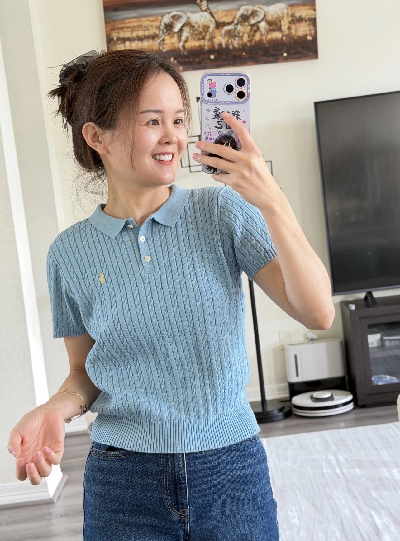 <2026秋季限定🍂>Polo Ralph Lauren 大女童寶寶藍 麻花上衣 Polo衫