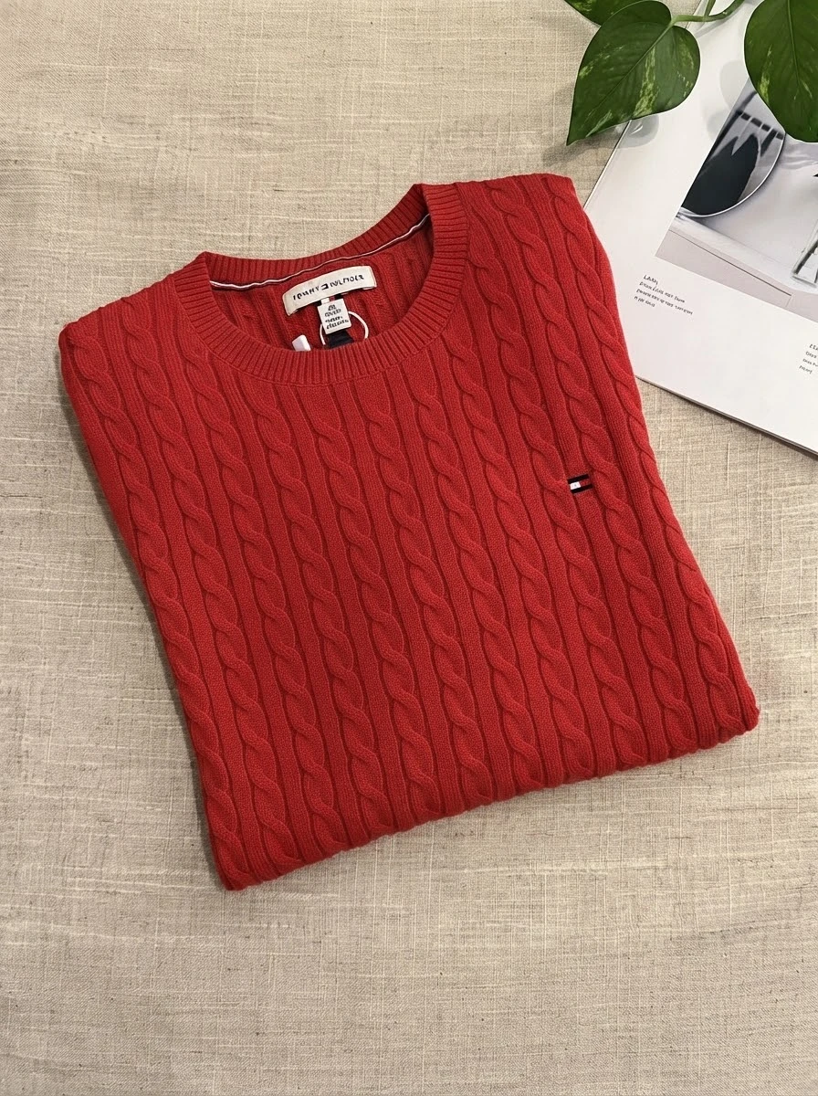 Tommy Hilfiger 女款｜經典小 LOGO 麻花針織毛衣