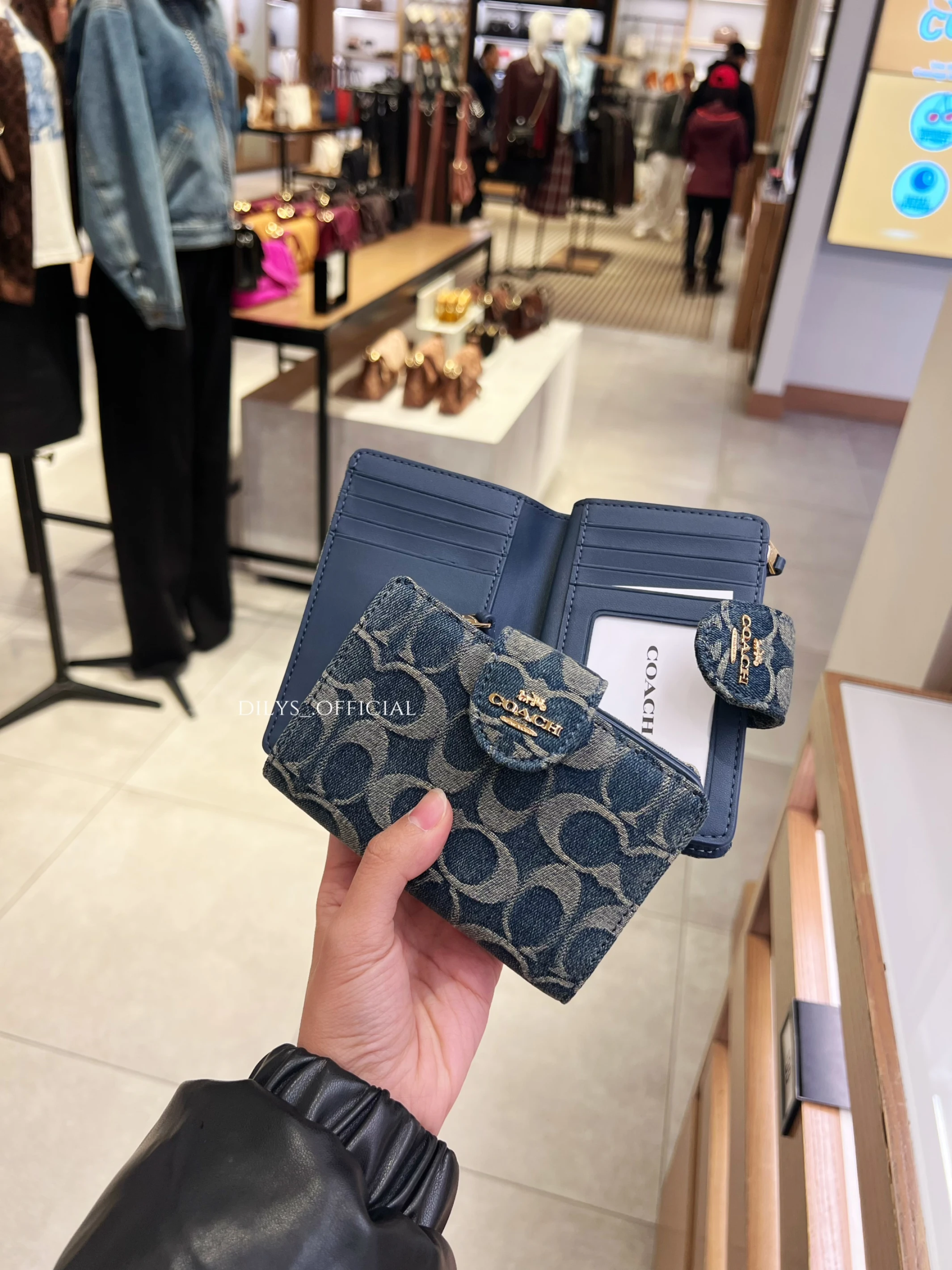 Coach 復古老花牛仔錢包 中夾