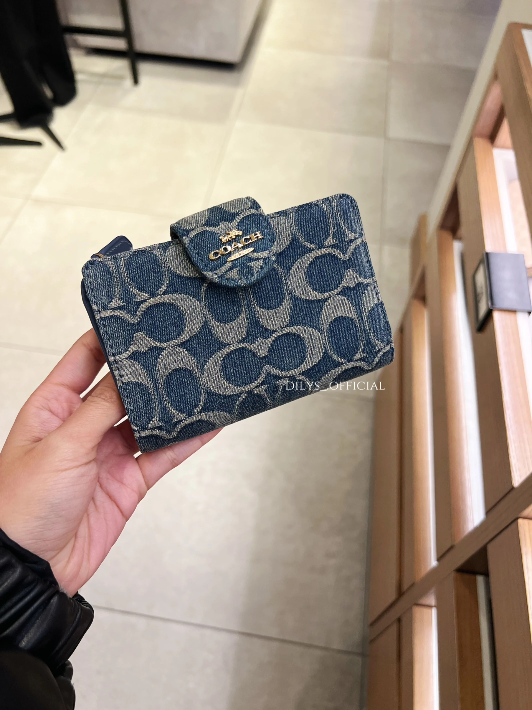 Coach 復古老花牛仔錢包 中夾