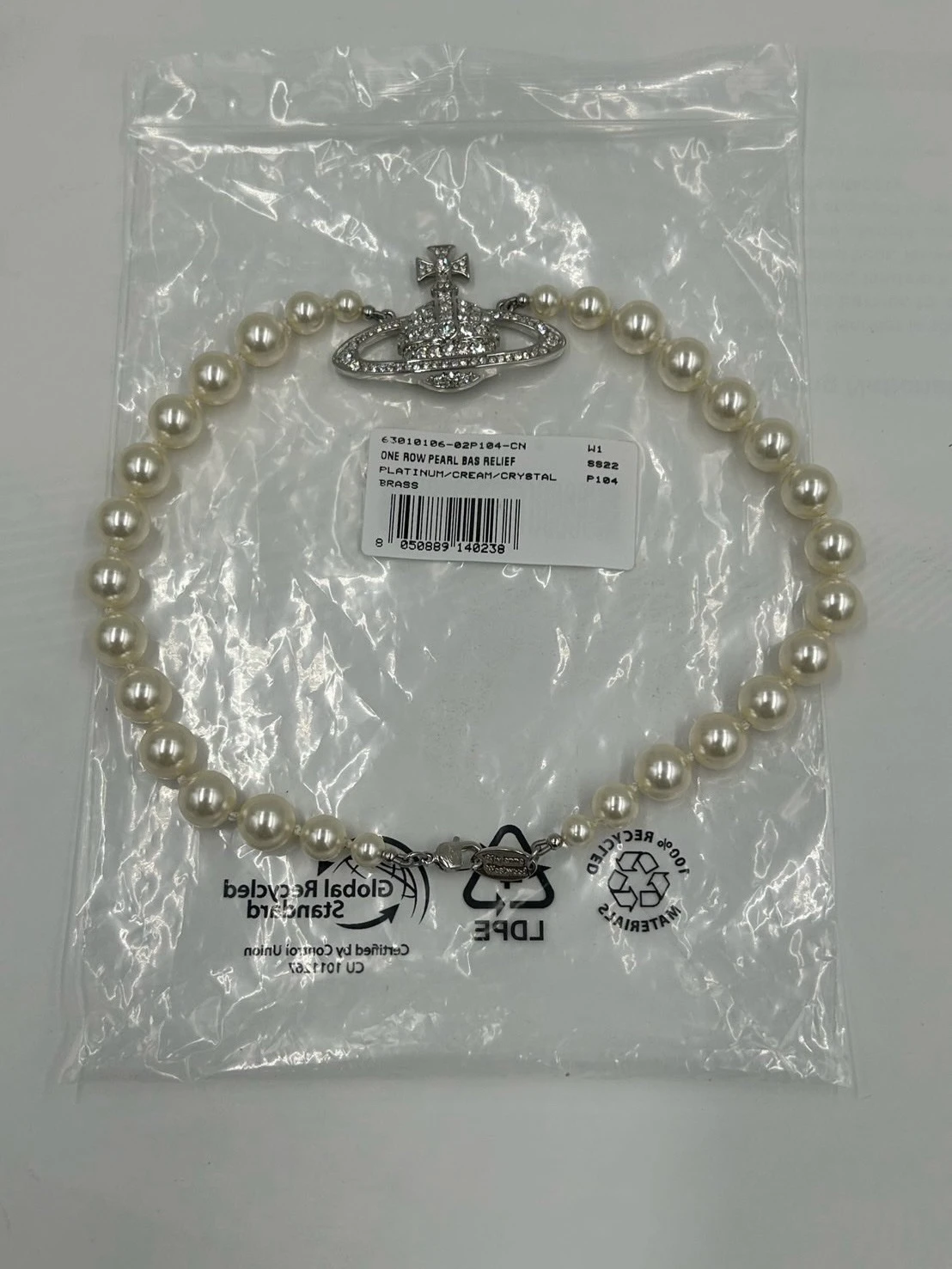 客訂｜Vivienne Westwood 珍珠銀色大土星One row pearl choker