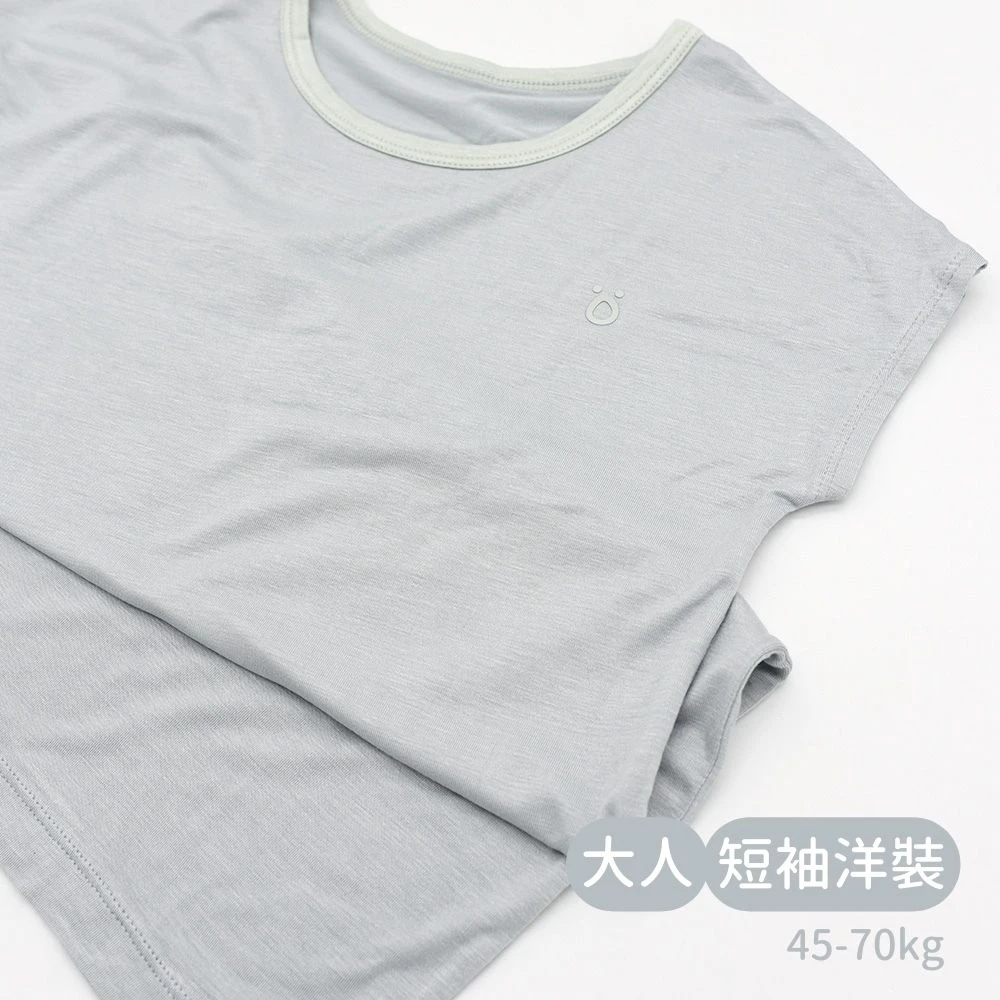輕柔感短袖洋裝(大人)-灰藍