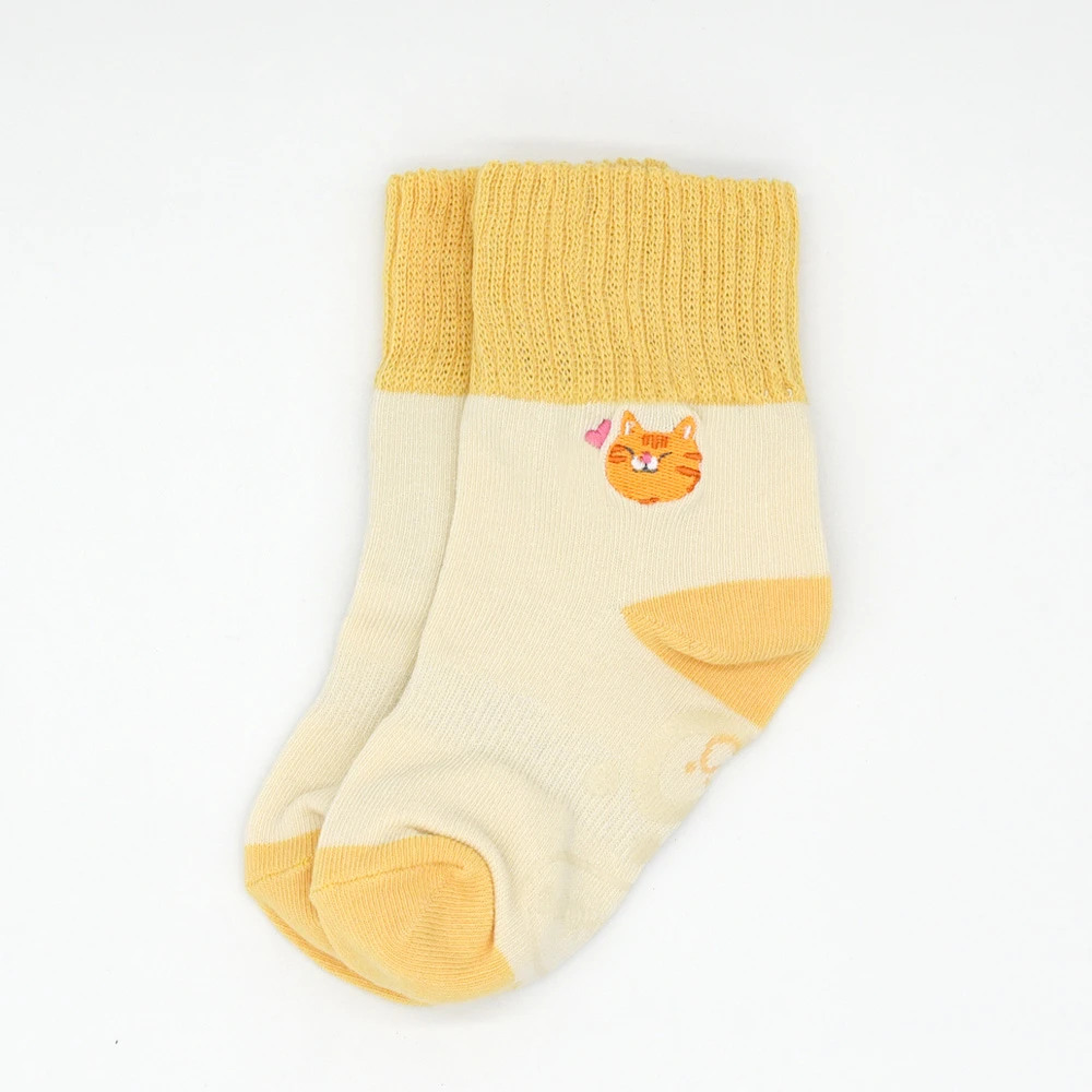刺繡反折中筒襪-奇奇(米)