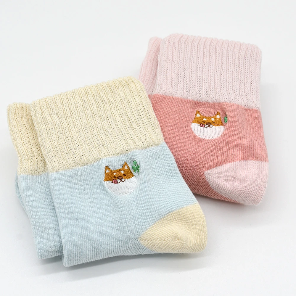 刺繡反折中筒襪2雙組-阿福