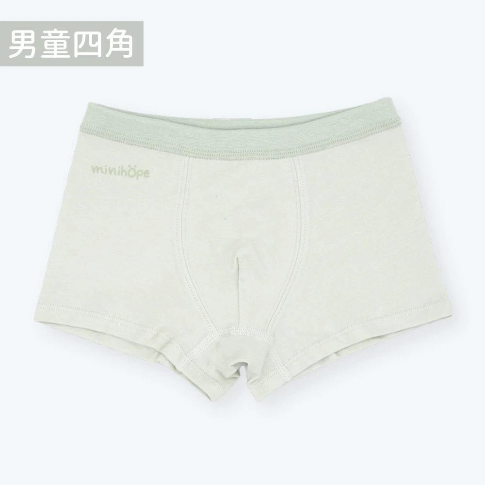 男童四角褲(抗菌薄棉)-經典LOGO-淺綠