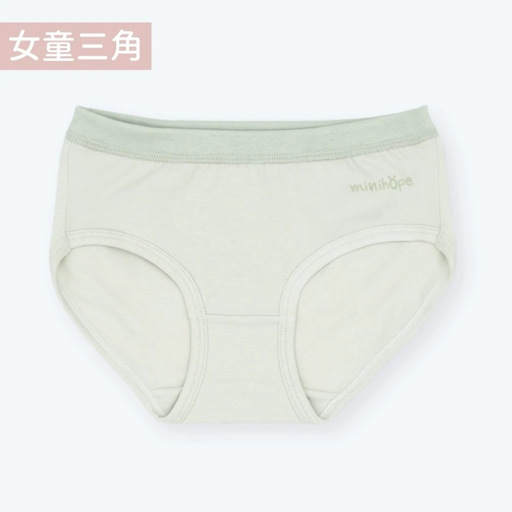 女童三角褲(抗菌薄棉)-經典LOGO-淺綠