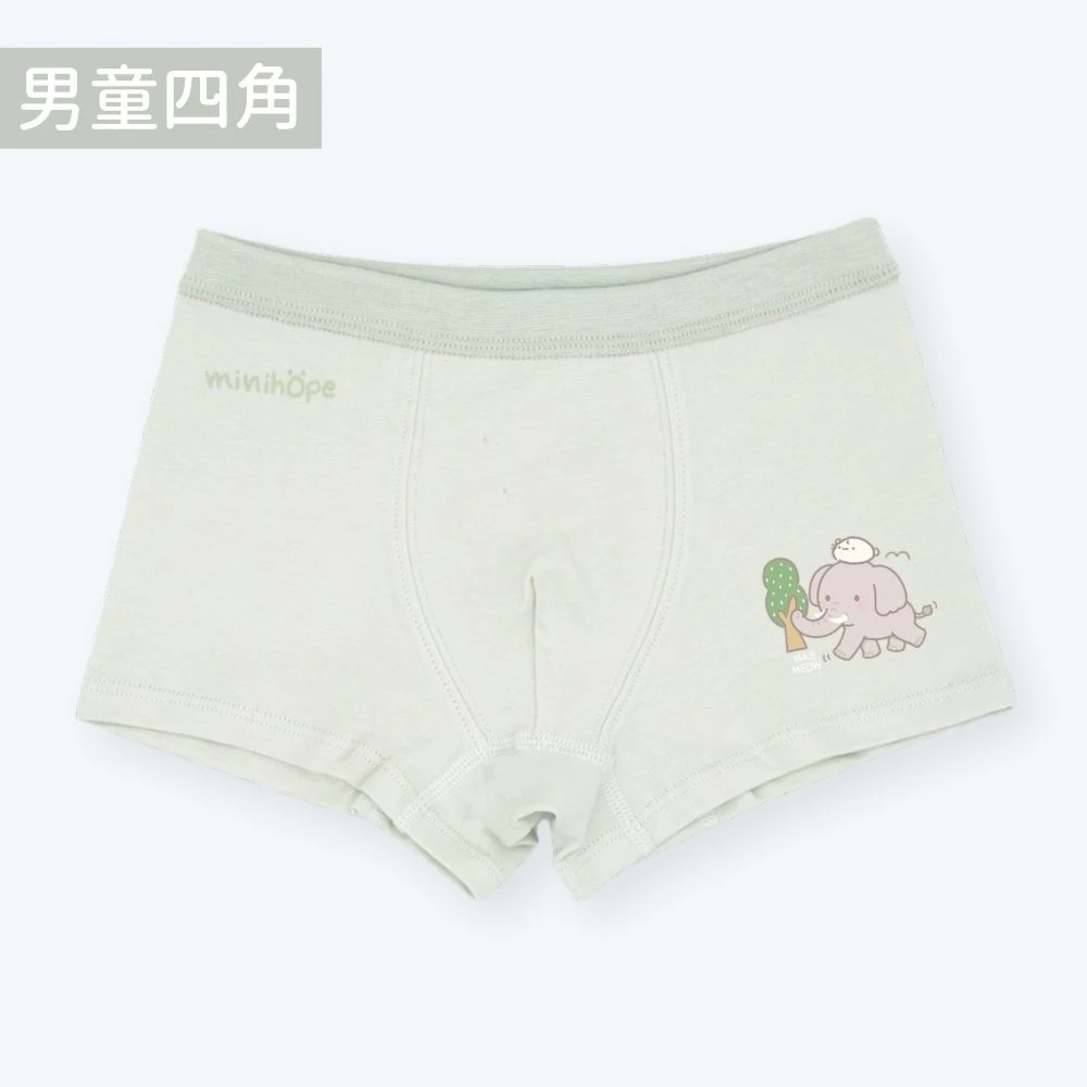 (預購9/30出貨)男童四角褲(抗菌薄棉)-林旺爺爺-淺綠