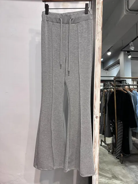 正韓灰色微喇叭落地長褲