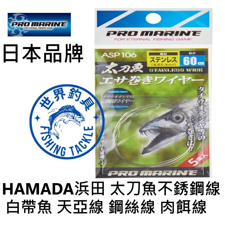 【世界釣具】HAMADA 浜田 鋼絲線 天亞 太刀魚 肉餌線 白帶魚 岸拋 船釣 海釣  天亞線