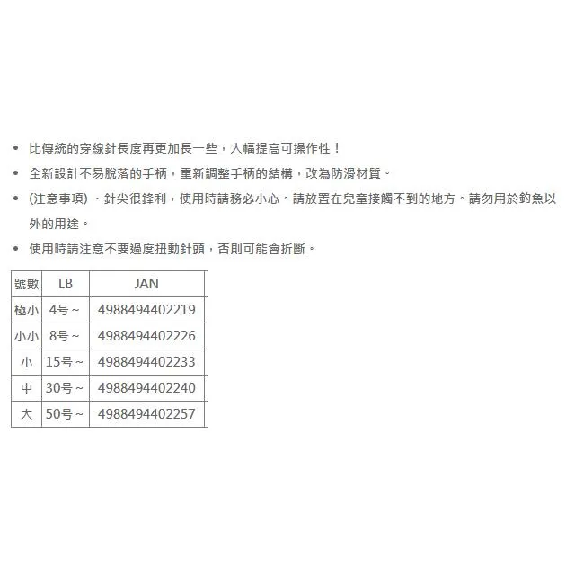 【世界釣具】日本 YGK 勾針 綁鐵板鈎專用 XBRAID 柄付きニードルⅡ 穿線器 鉤針