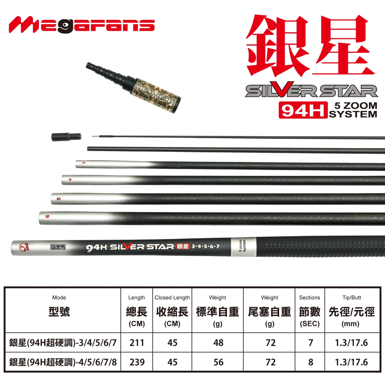 【世界釣具】 HARIMITSU 泉宏 銀星 94H 超硬調蝦竿 釣蝦竿 紋飾後塞 天平 天秤蝦竿