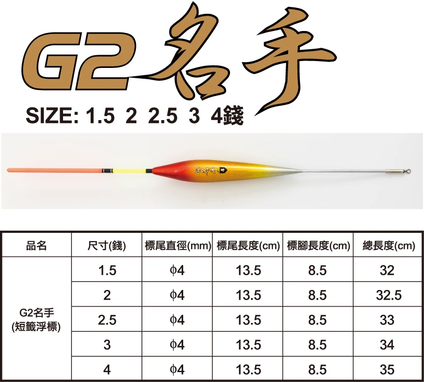 【世界釣具】泉宏 海水浮標 G2名手 浮漂 海水漂 海水標 1.5錢 2錢 2.5錢 3錢 4錢