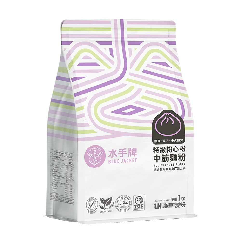 水手牌特級粉心粉1kg｜中筋麵粉 適用麵條包子饅頭麵粉 中式麵食 台灣製