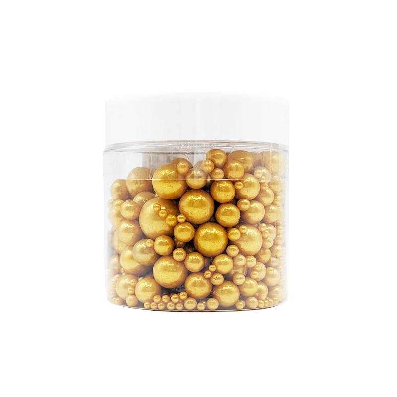 可食用裝飾糖果-金色大小混合糖珠85g