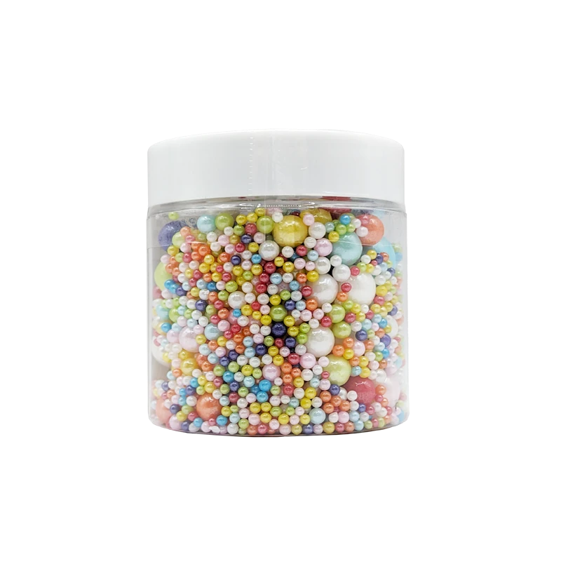可食用裝飾糖果-彩色大小混合糖珠85g