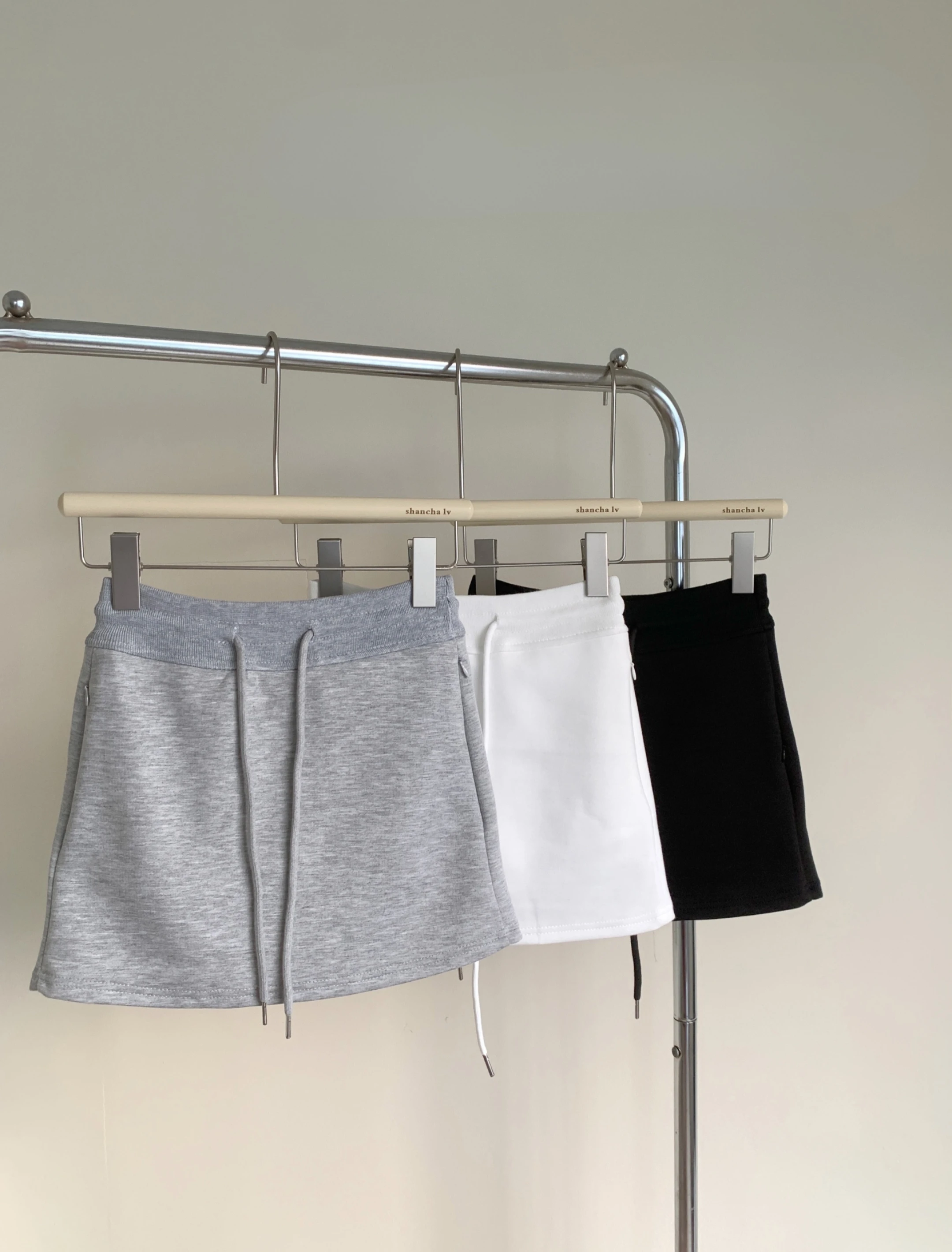 Ying Fashion Shop 高級棉質 抽繩A字休閒裙 鬆緊短裙 運動短裙 防走光 休閒短裙