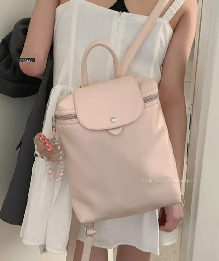 Ying Fashion Shop 高質感 珠光色系 雙肩包 軟皮質 時尚背包 大容量後背包 旅行包