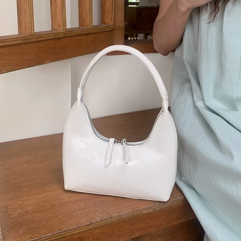 Ying Fashion Shop 高級質感 法式銀色 腋下包 單肩包 手提包 月亮包