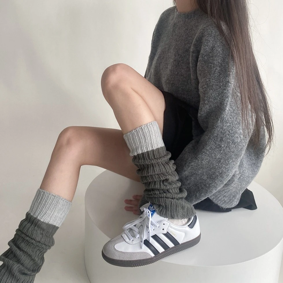 Ying Fashion Shop 羊毛針織柔軟襪套 長腿堆堆襪 保暖舒適 超瘦腿 小腿襪 Y2K