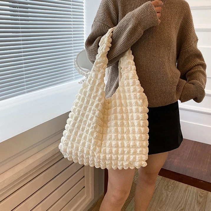 Ying Fashion Shop 韓系流行款 少女百搭 歐膩必備 泡芙雲朵包 單肩包 帆布包 簡約風 大容量 手提包