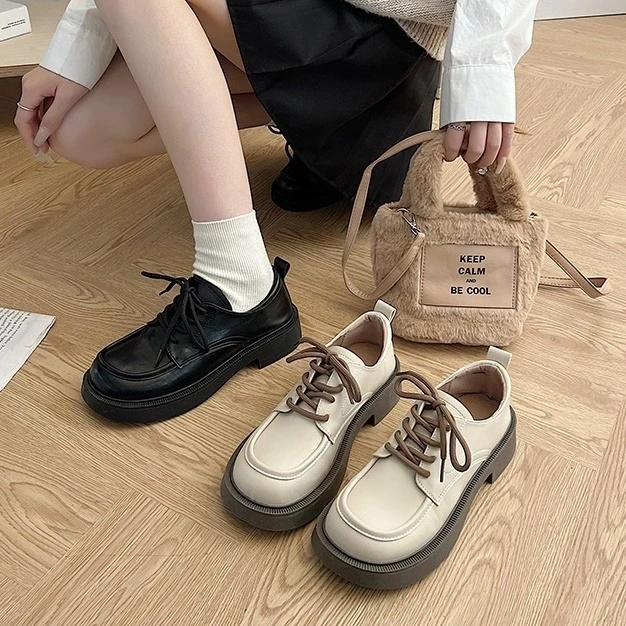 Ying Fashion Shop 春秋新款 復古英倫風 皮鞋 日系可愛chic 百搭 小眾 厚底皮鞋 PU皮 不磨腳 牛津鞋