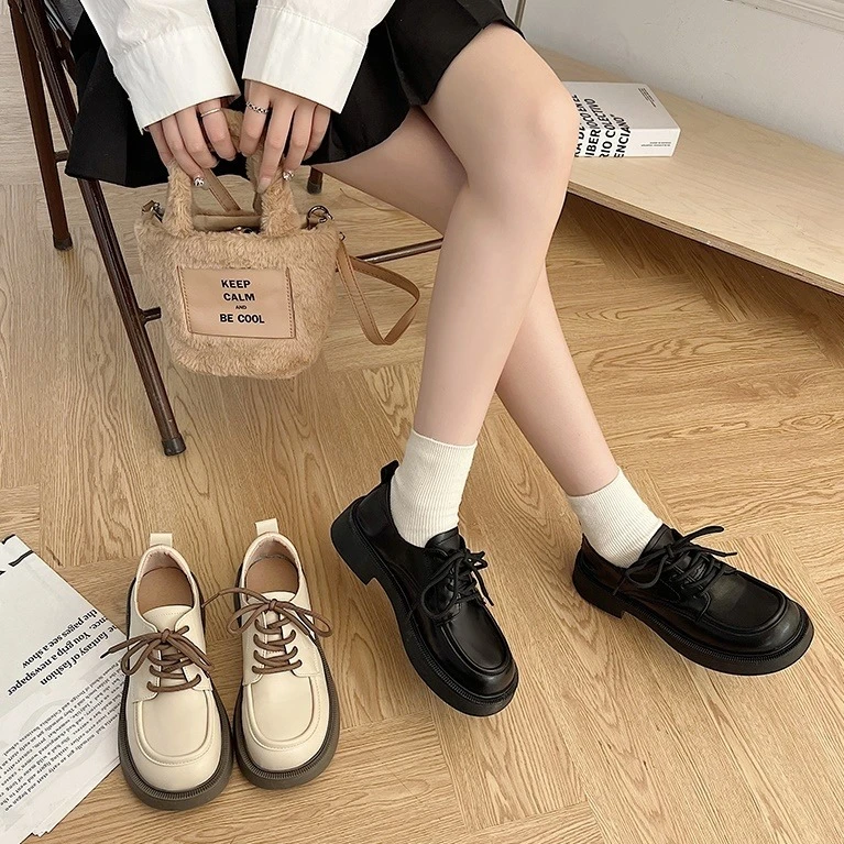 Ying Fashion Shop 春秋新款 復古英倫風 皮鞋 日系可愛chic 百搭 小眾 厚底皮鞋 PU皮 不磨腳 牛津鞋