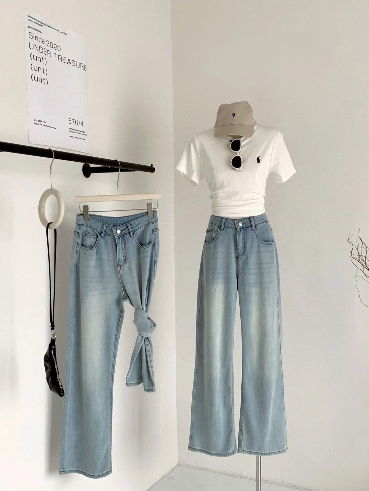 Ying Fashion Shop 柔軟涼感 牛仔闊腿褲 瘦瘦必備褲 高腰寬鬆 牛仔長褲 直筒牛仔褲