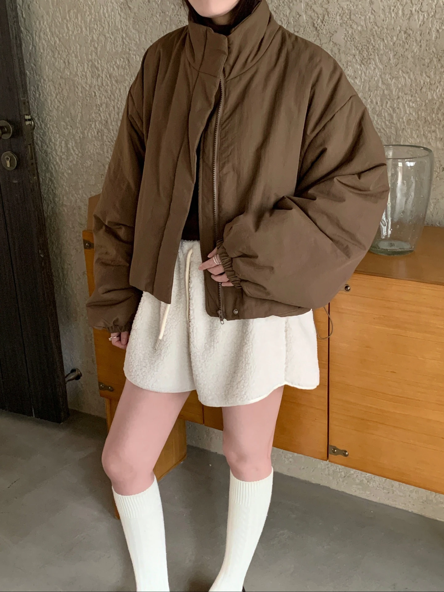 Ying Fashion Shop 高級感 立領寬鬆棉服外套 保暖麵包棉服 寬鬆百搭 立領棉服 休閒工裝風