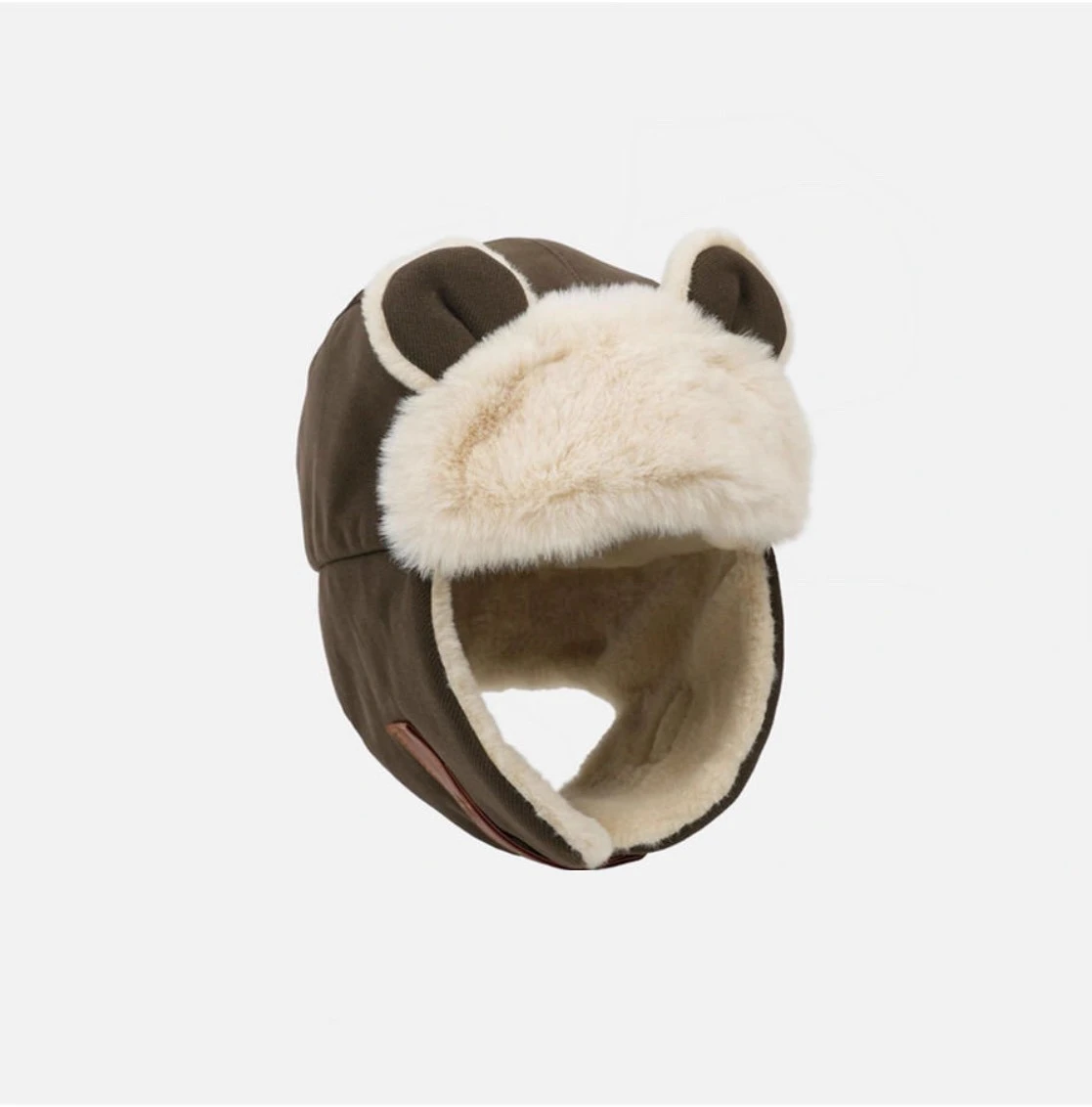 Ying Fashion Shop 冬天超Q 小熊護耳帽 加厚保暖 戶外登山保暖毛帽 滑雪帽 暖呼呼小熊耳朵帽 顯臉小