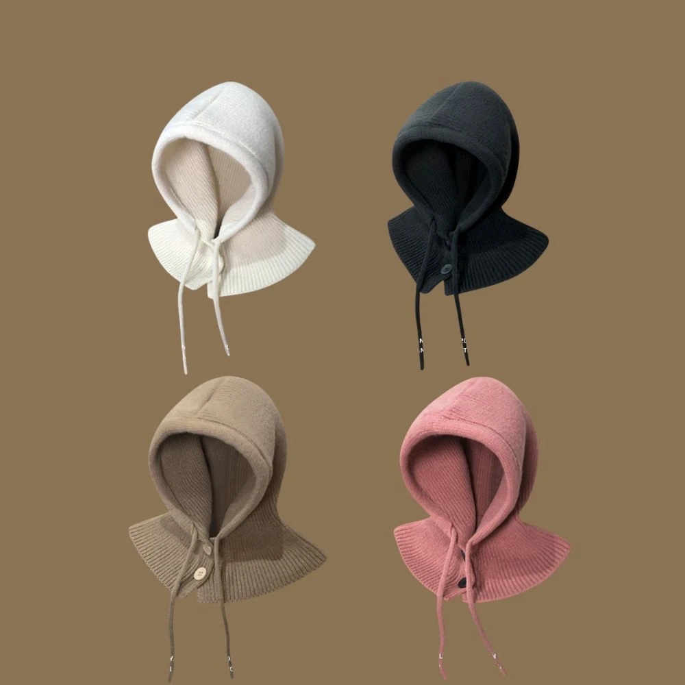 Ying Fashion Shop 巴拉克法拉帽 針織圍脖護耳帽 一體連帽 護耳毛帽 保暖毛帽