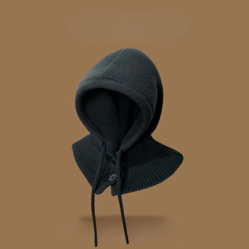 Ying Fashion Shop 巴拉克法拉帽 針織圍脖護耳帽 一體連帽 護耳毛帽 保暖毛帽