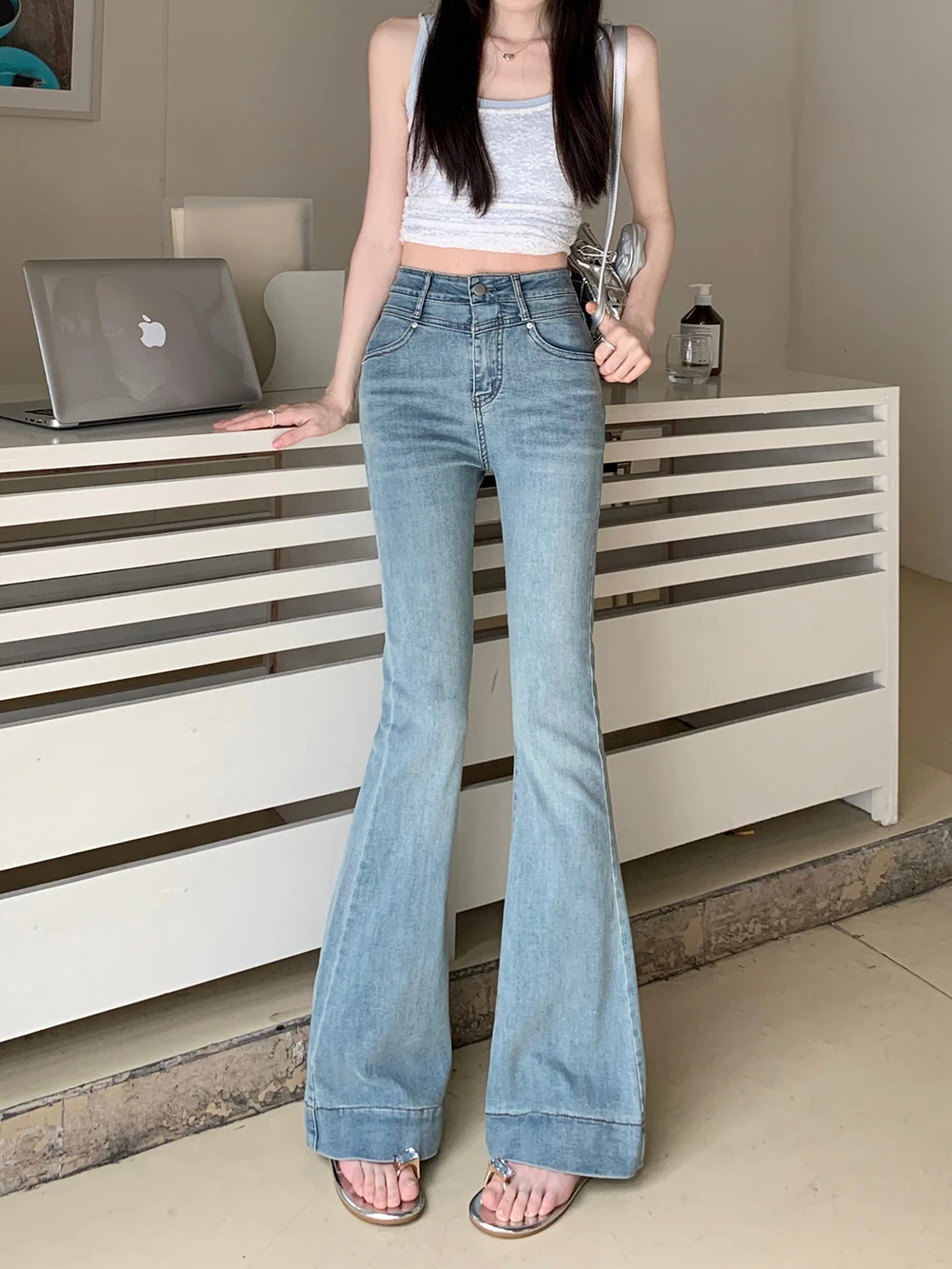 Ying Fashion Shop 高彈力微喇叭 彈力修身顯瘦 喇叭牛仔褲 超顯瘦 瘦瘦牛仔褲
