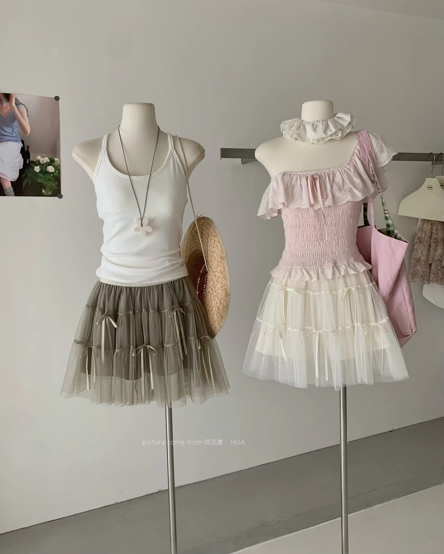 Ying Fashion Shop 甜美網紗蛋糕短裙 小個子減齡 鬆緊蛋糕裙 A字短裙 顯瘦紗裙