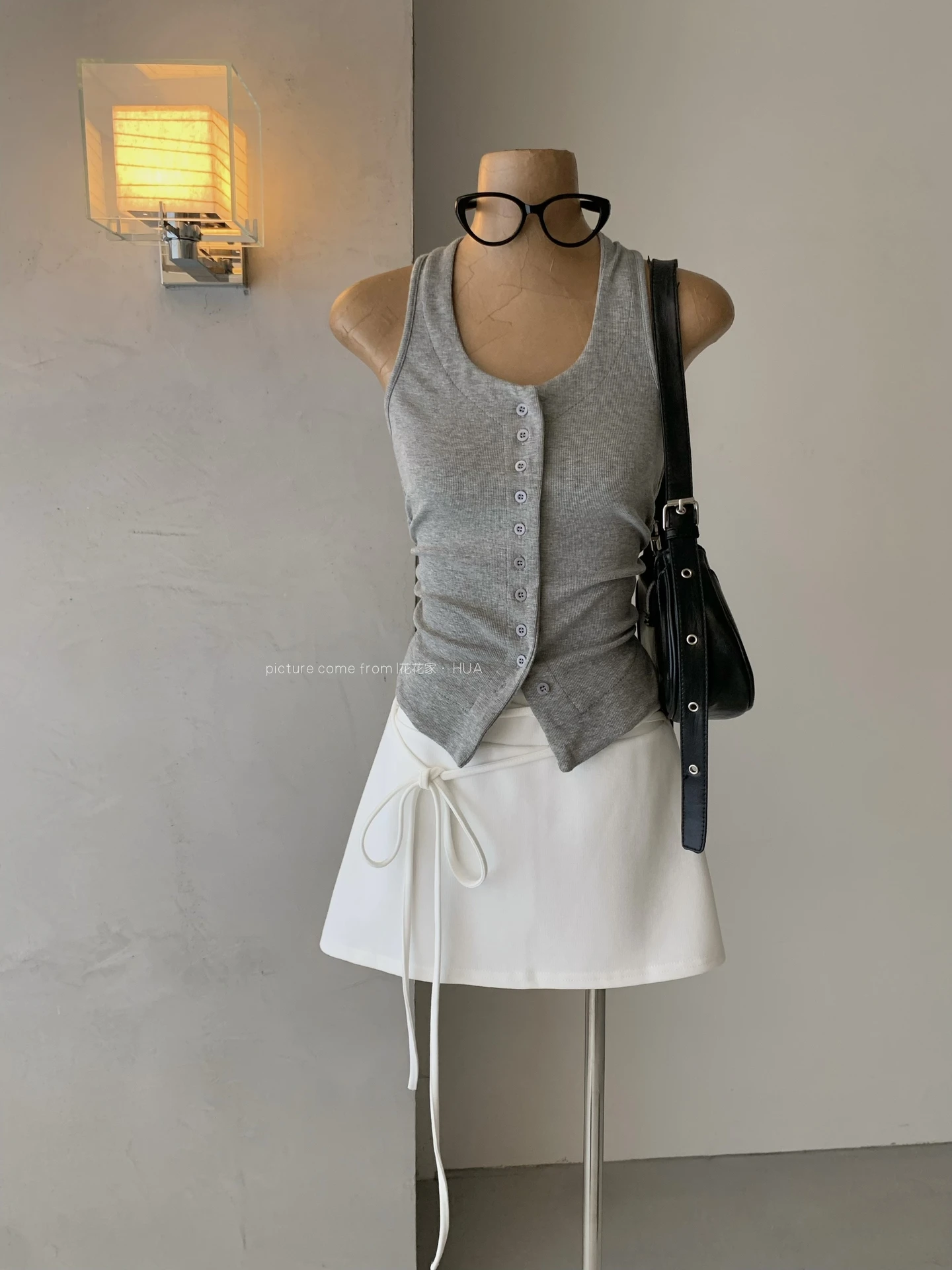 Ying Fashion Shop 心動訊號 綁帶顯瘦短裙 辣妹甜褲感 綁帶短褲裙 顯瘦A字短裙