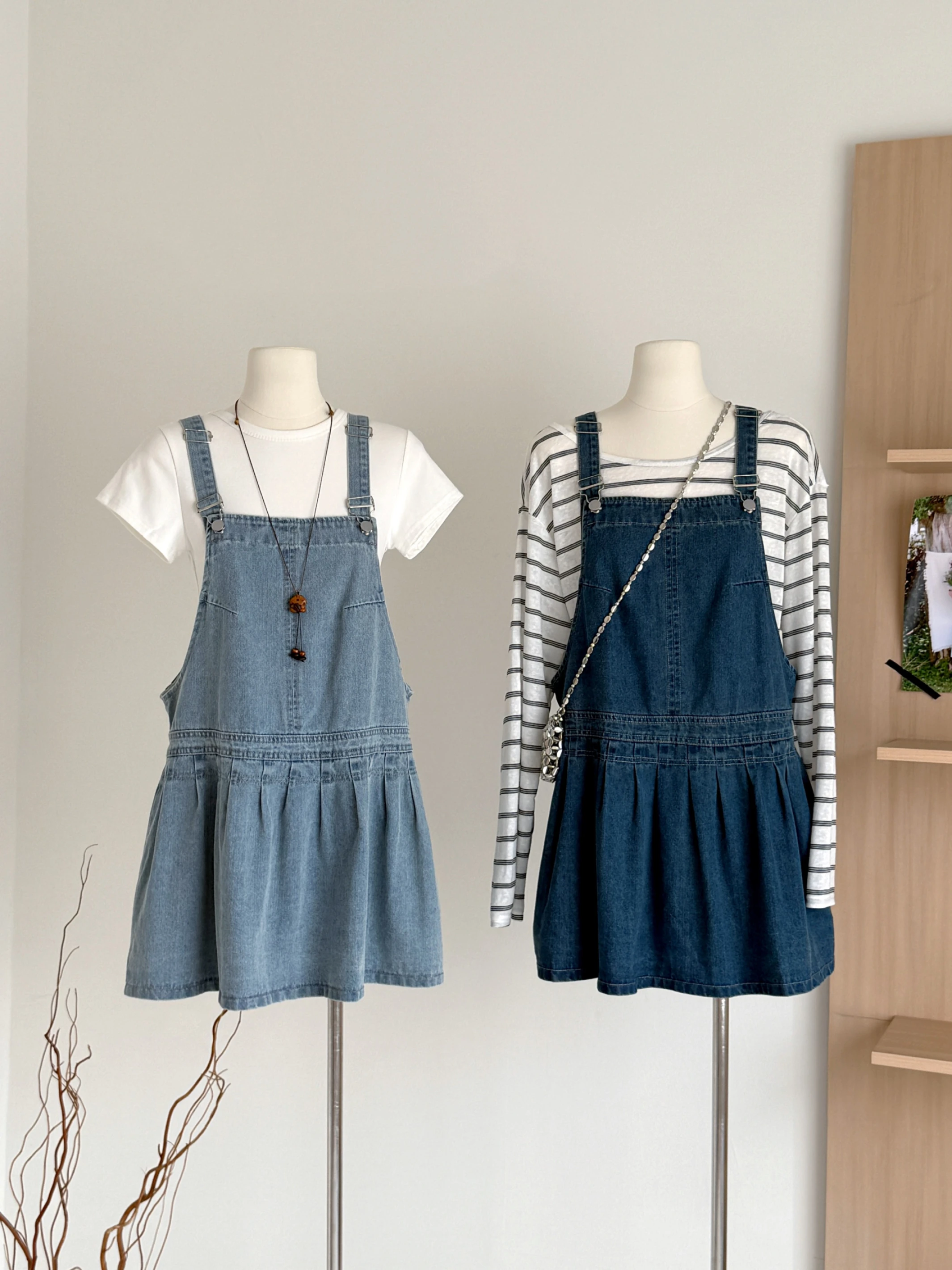 Ying Fashion Shop 超減齡吊帶裙 牛仔背帶裙 休閒A字吊帶裙 吊帶連衣裙 牛仔裙