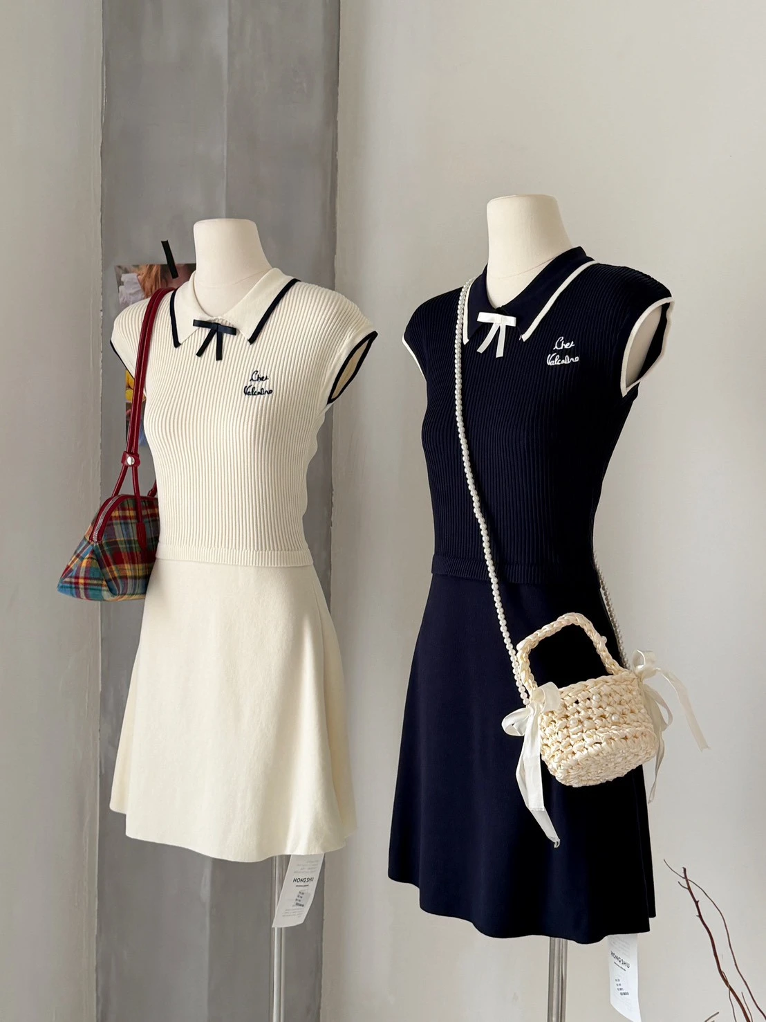Ying Fashion Shop 露思同款 冰絲針織洋裝 飛飛袖連衣裙 短袖收腰連衣裙 收腰洋裝