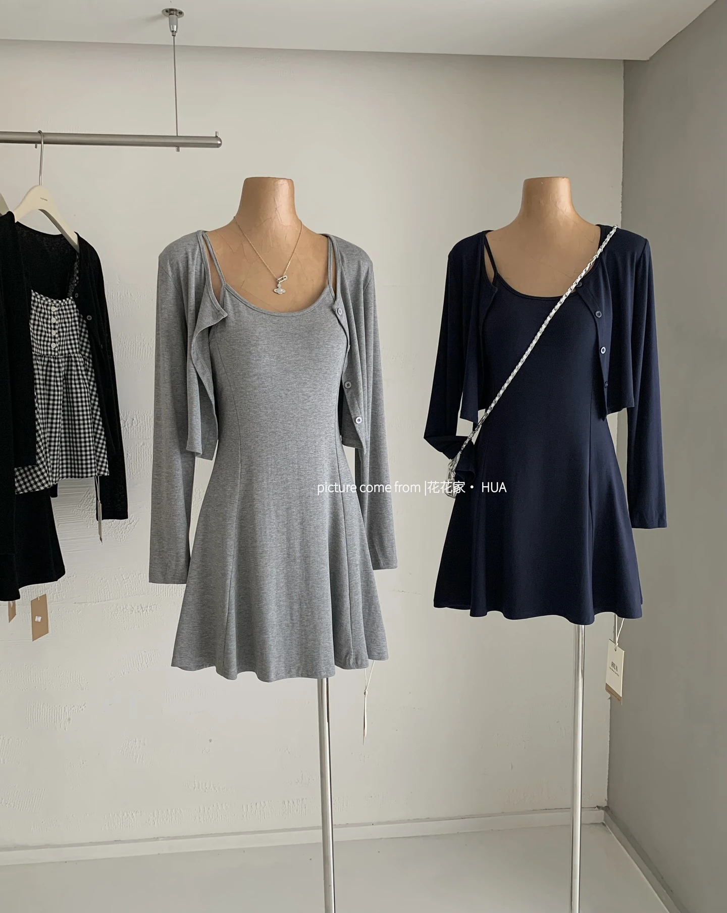 Ying Fashion Shop 純慾風 小性感 吊帶連衣裙 修身顯瘦 開衫外套 兩件式套裝