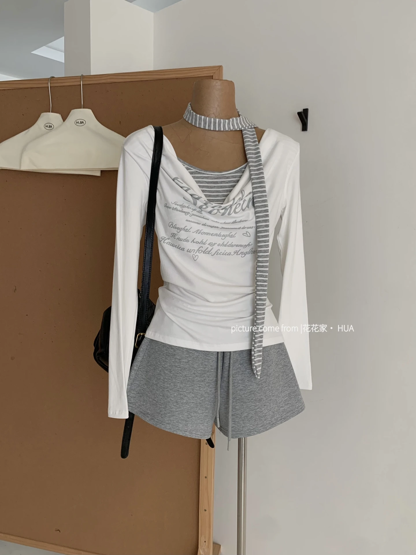Ying Fashion Shop 假兩件天絲上衣 收腰顯瘦 長袖T恤 附飄帶