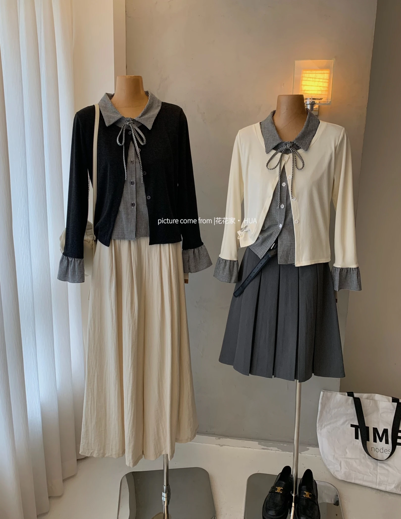 Ying Fashion Shop 假兩件拼接 襯衫上衣 學院風設計感 學院風 假兩件拼接襯衫上衣