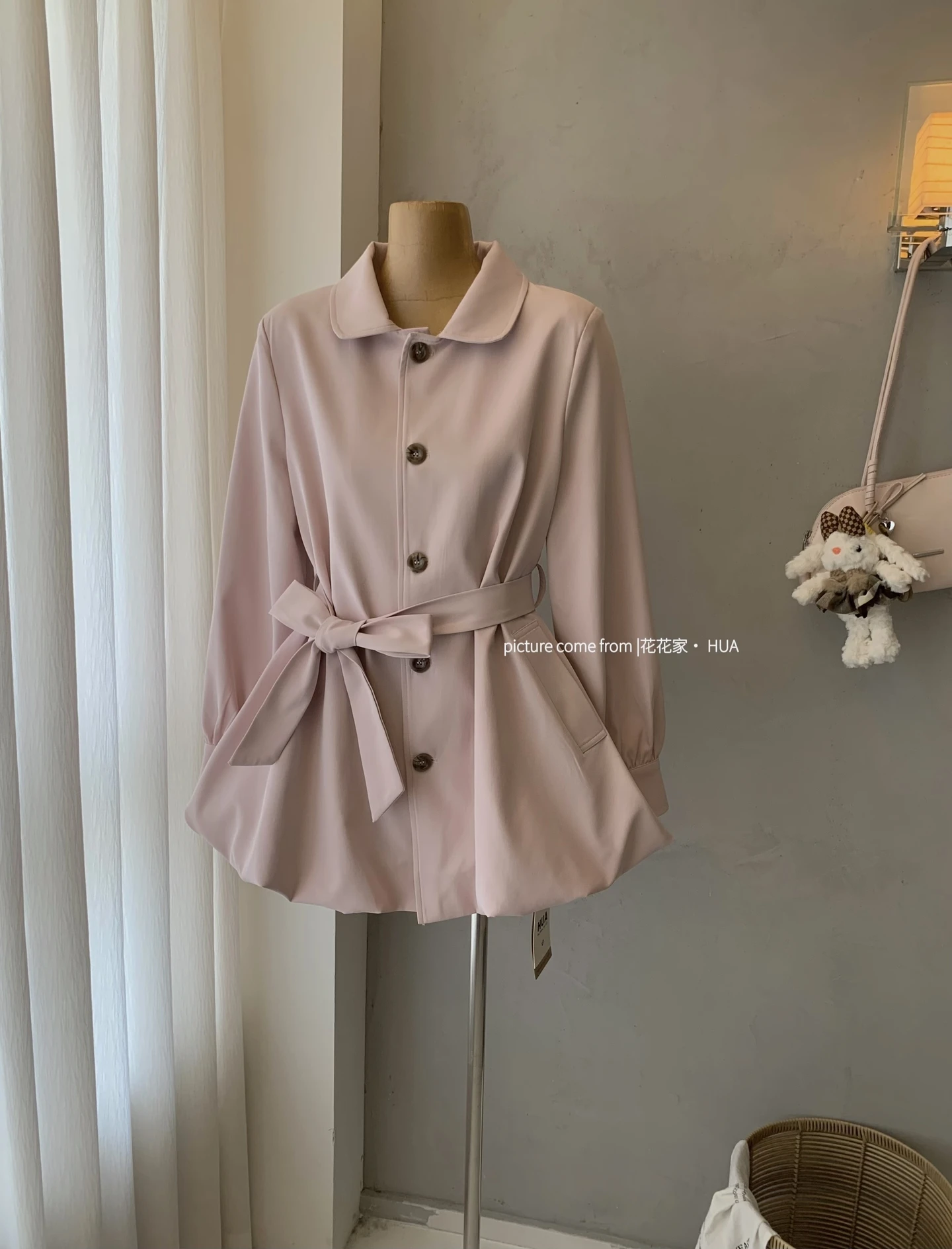 Ying Fashion Shop 高質感風衣外套 休閒燈籠袖 風衣外套 百搭寬鬆上衣 長袖風衣外套 兩用穿搭