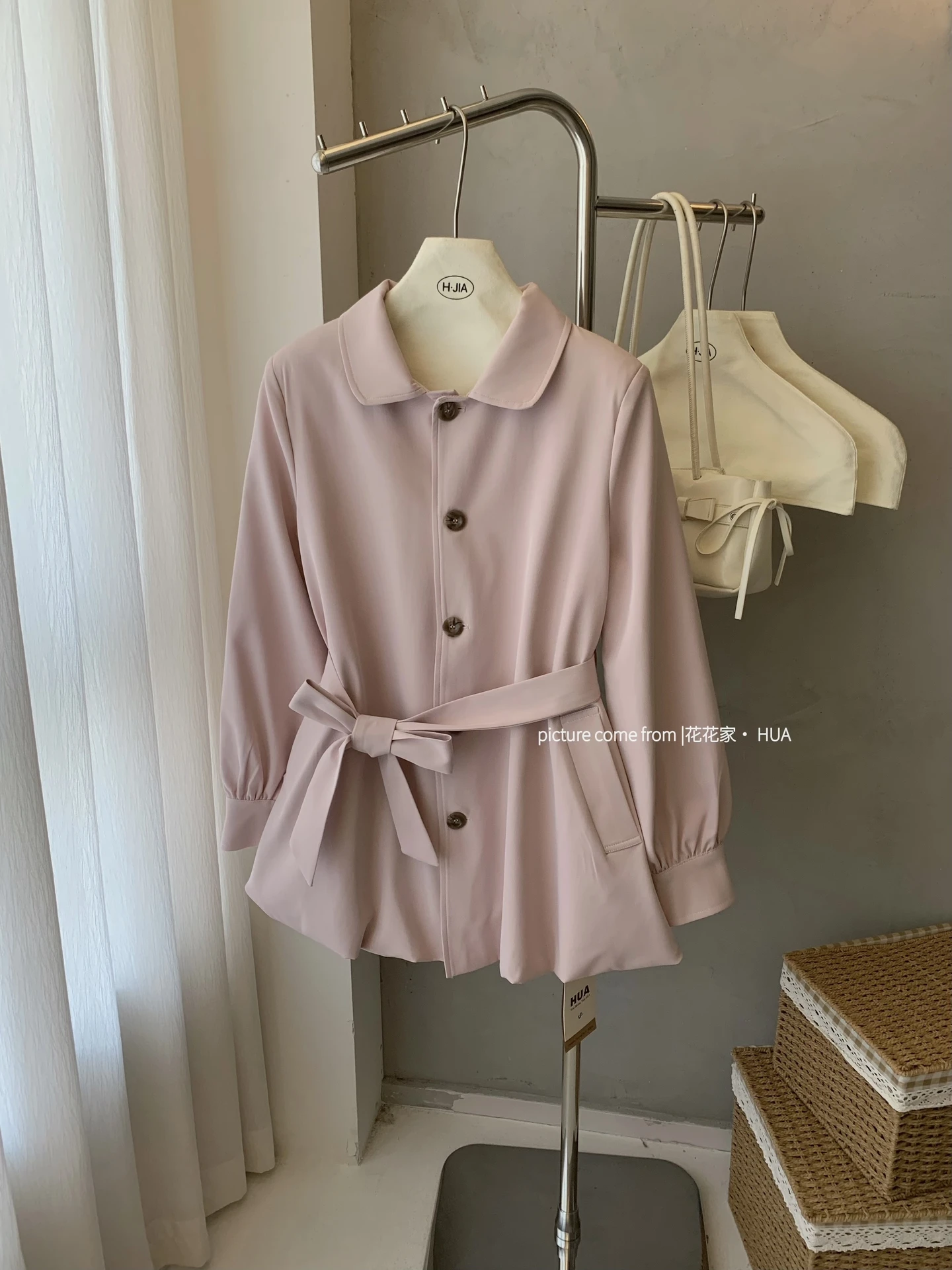 Ying Fashion Shop 高質感風衣外套 休閒燈籠袖 風衣外套 百搭寬鬆上衣 長袖風衣外套 兩用穿搭