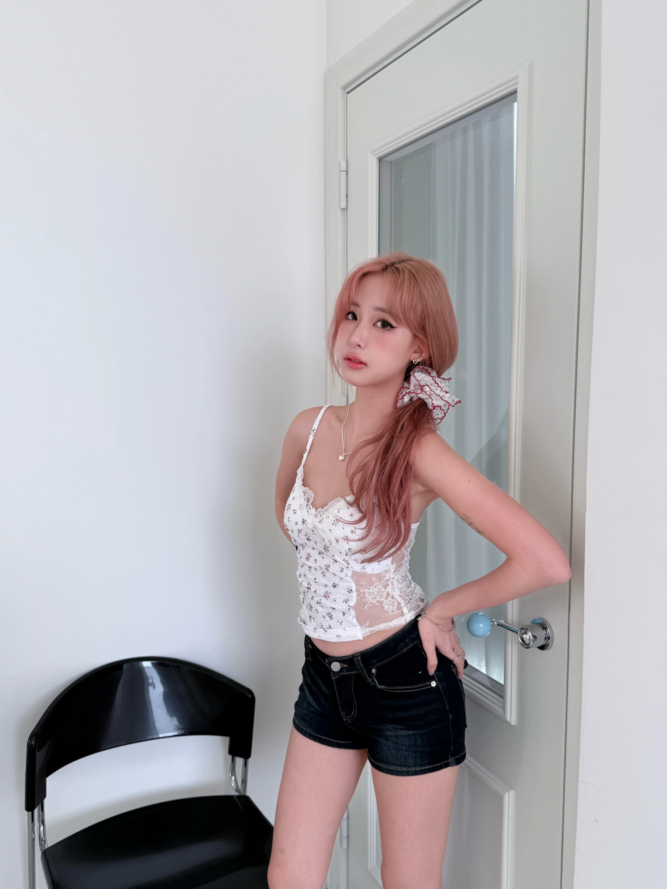 (現貨)JUNE128 (本期推薦!!!) 超絕妖精褲 V腰豐胯牛仔短褲_深藍