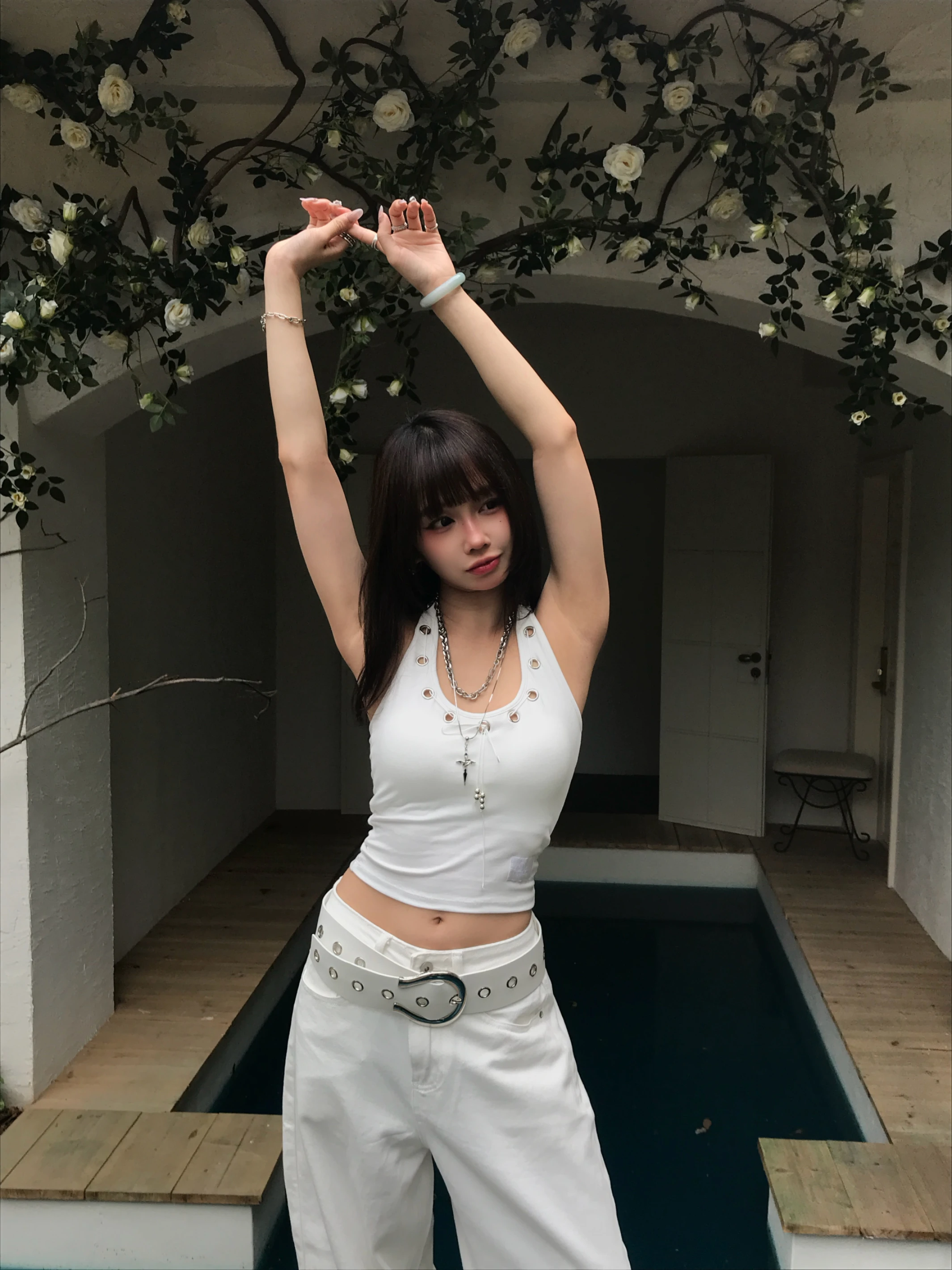 (All Day Glimmer)  Body Line ཐི⋆♱⋆ཋྀ Eyelet Bra Top_白