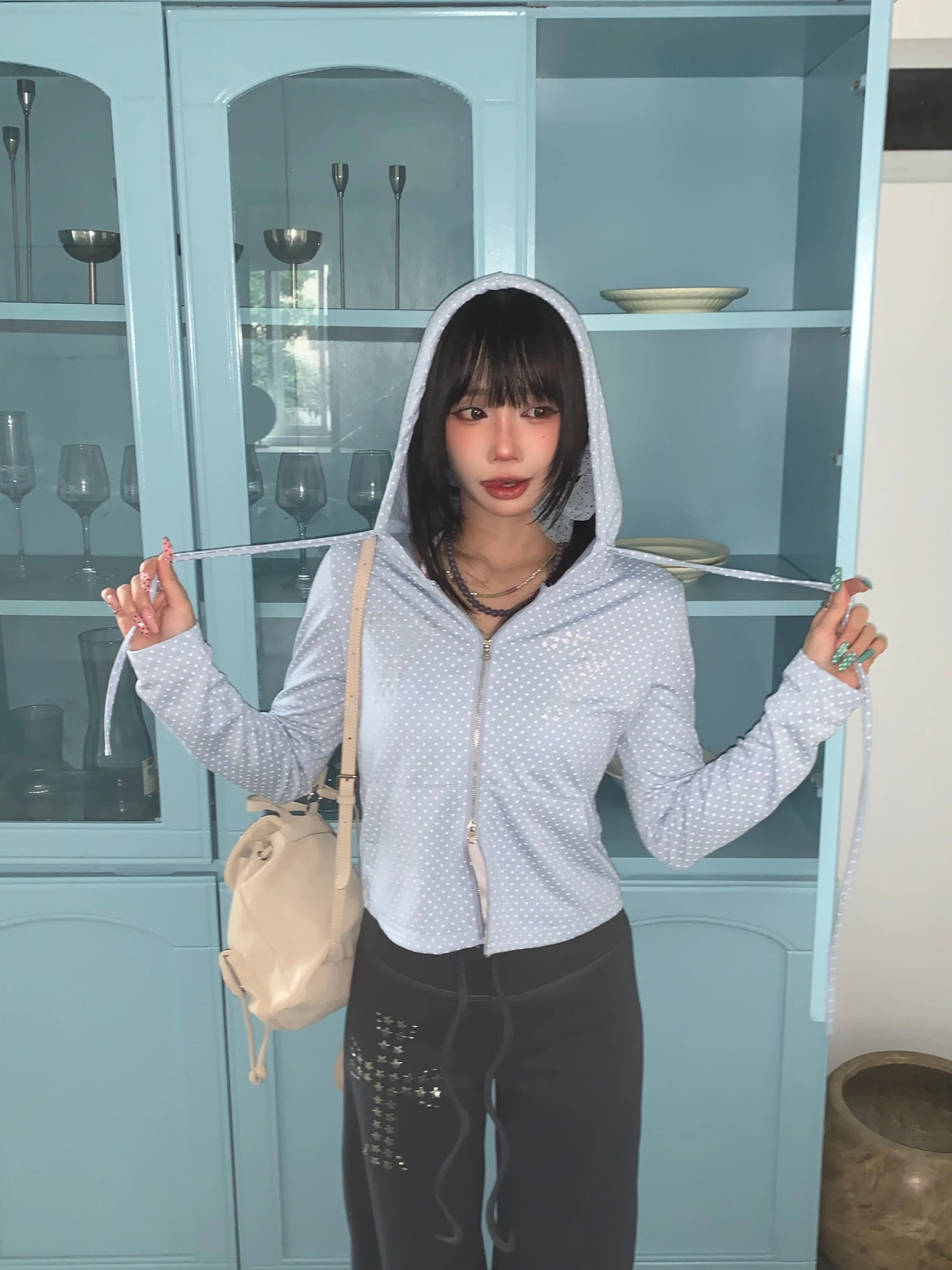 (現貨)MAY205 7749星星波點連帽外套_藍