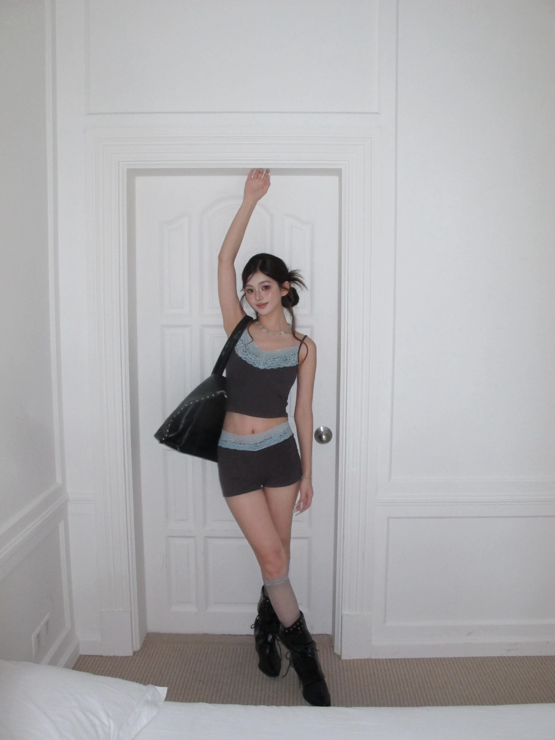 (All Day Glimmer)  LACE MOOD SET_薄荷綠(BRA TOP+短褲)