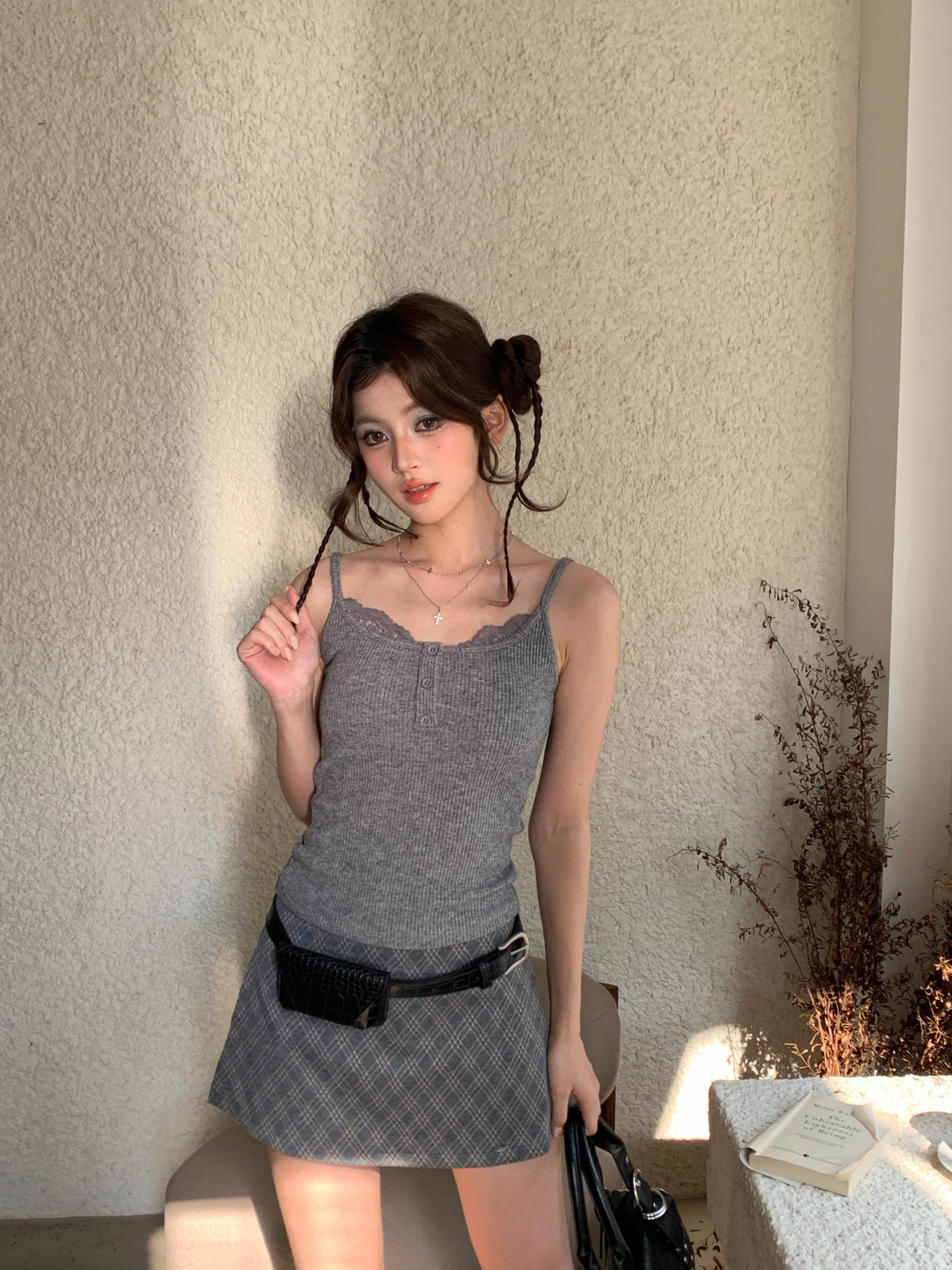 SEP118小蕾絲邊BARTOP_灰