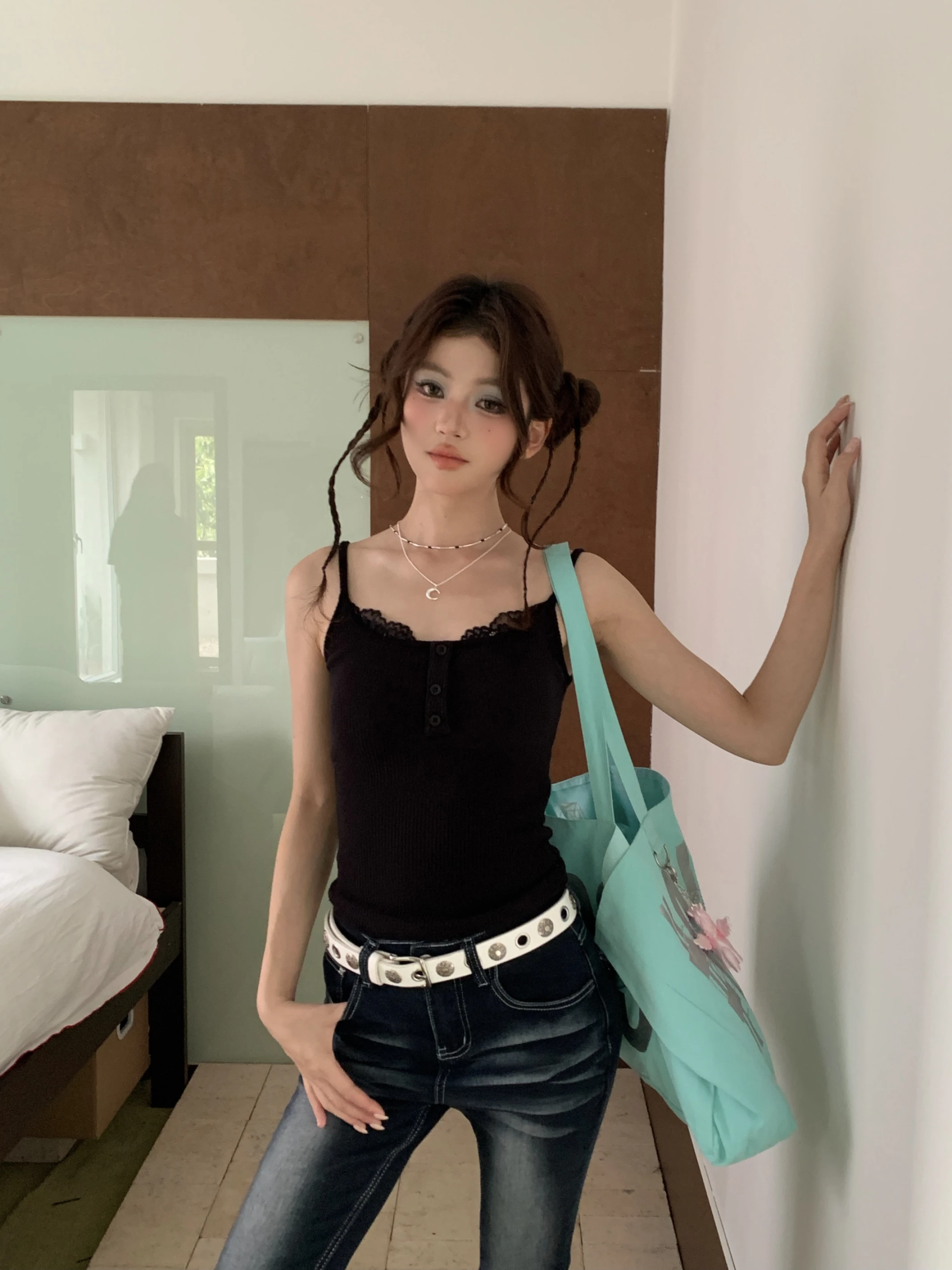 SEP118小蕾絲邊BARTOP_黑