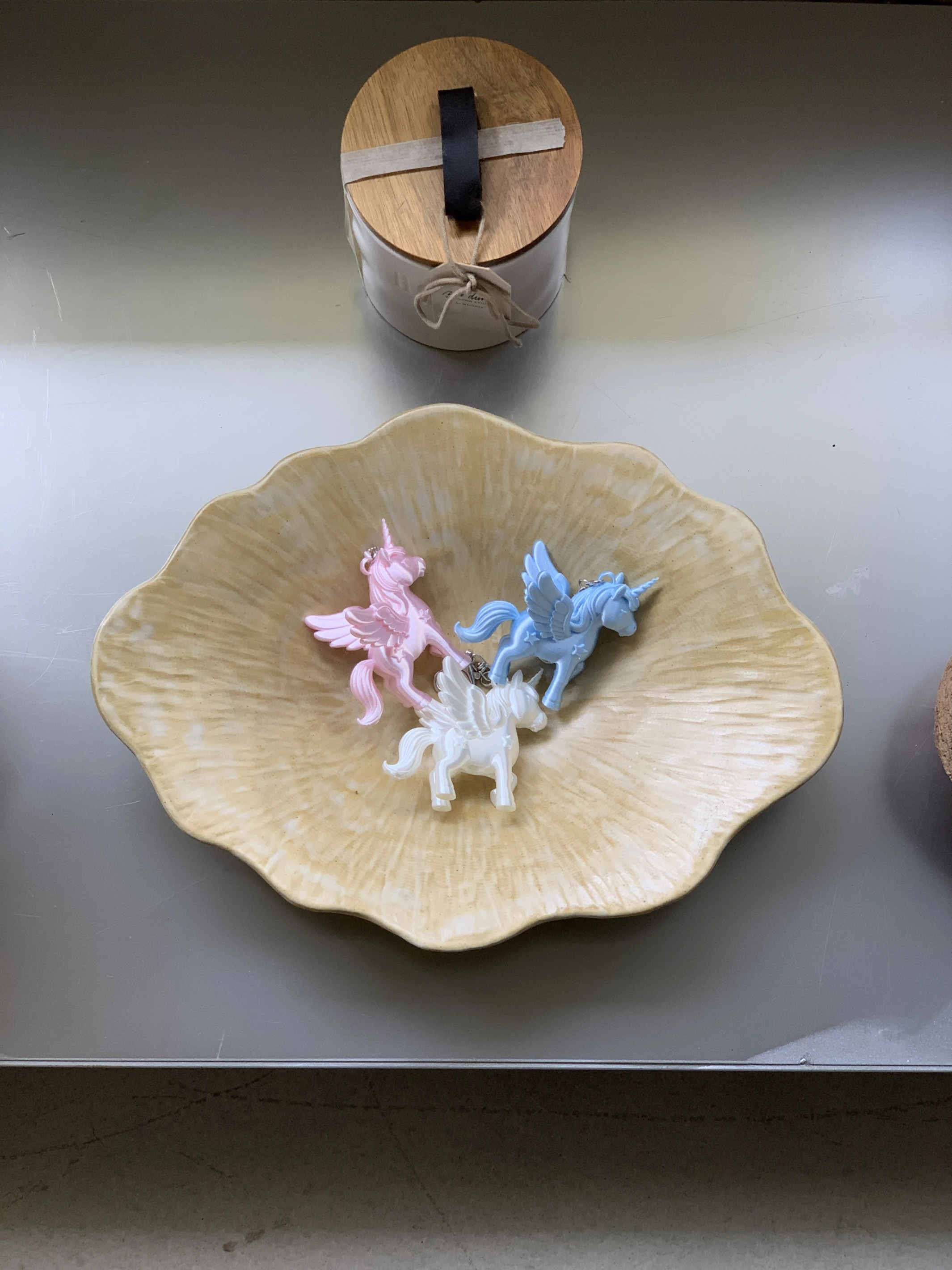 緞光獨角獸鑰匙圈_粉/白/藍