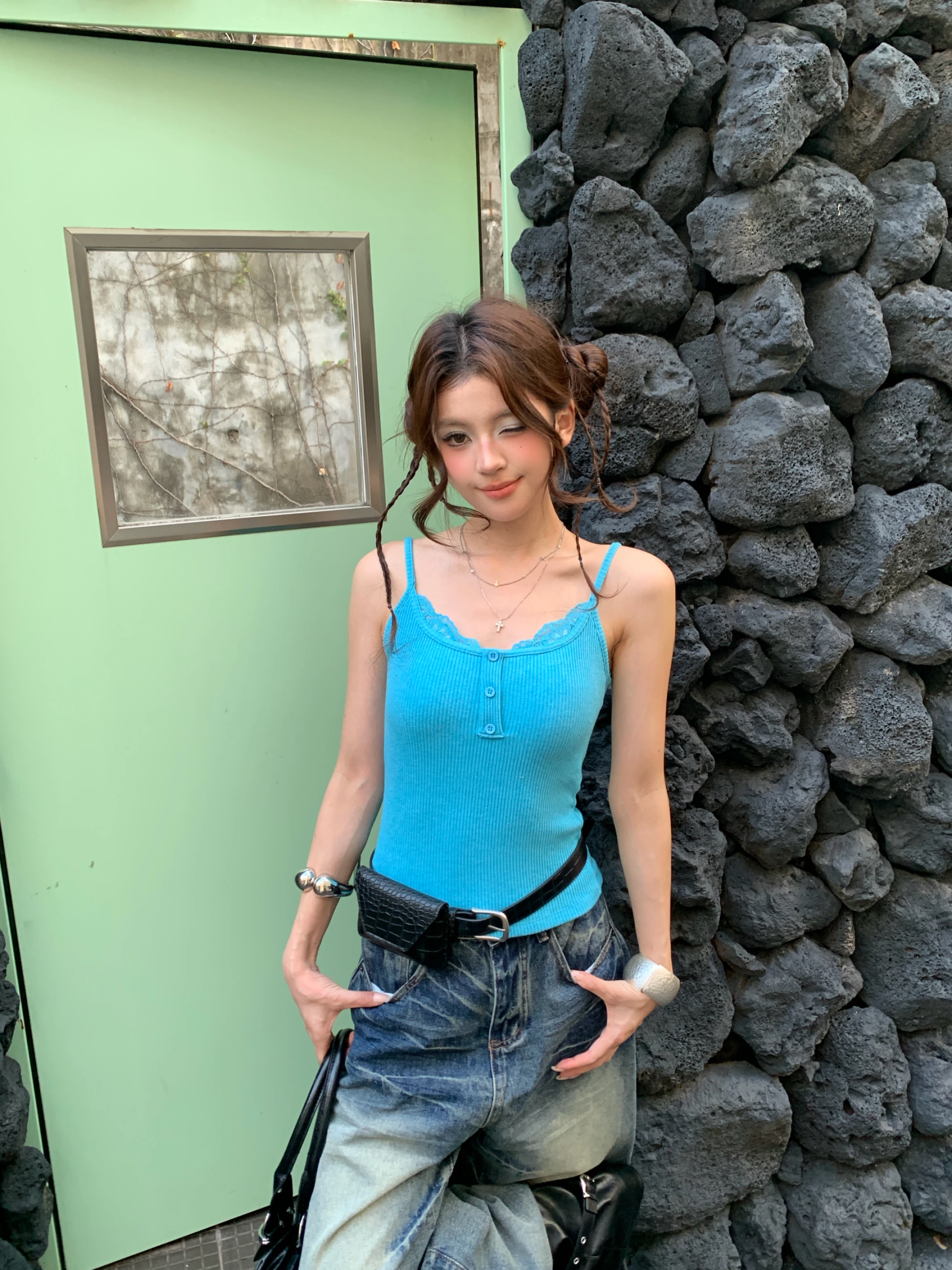SEP118小蕾絲邊BARTOP_藍